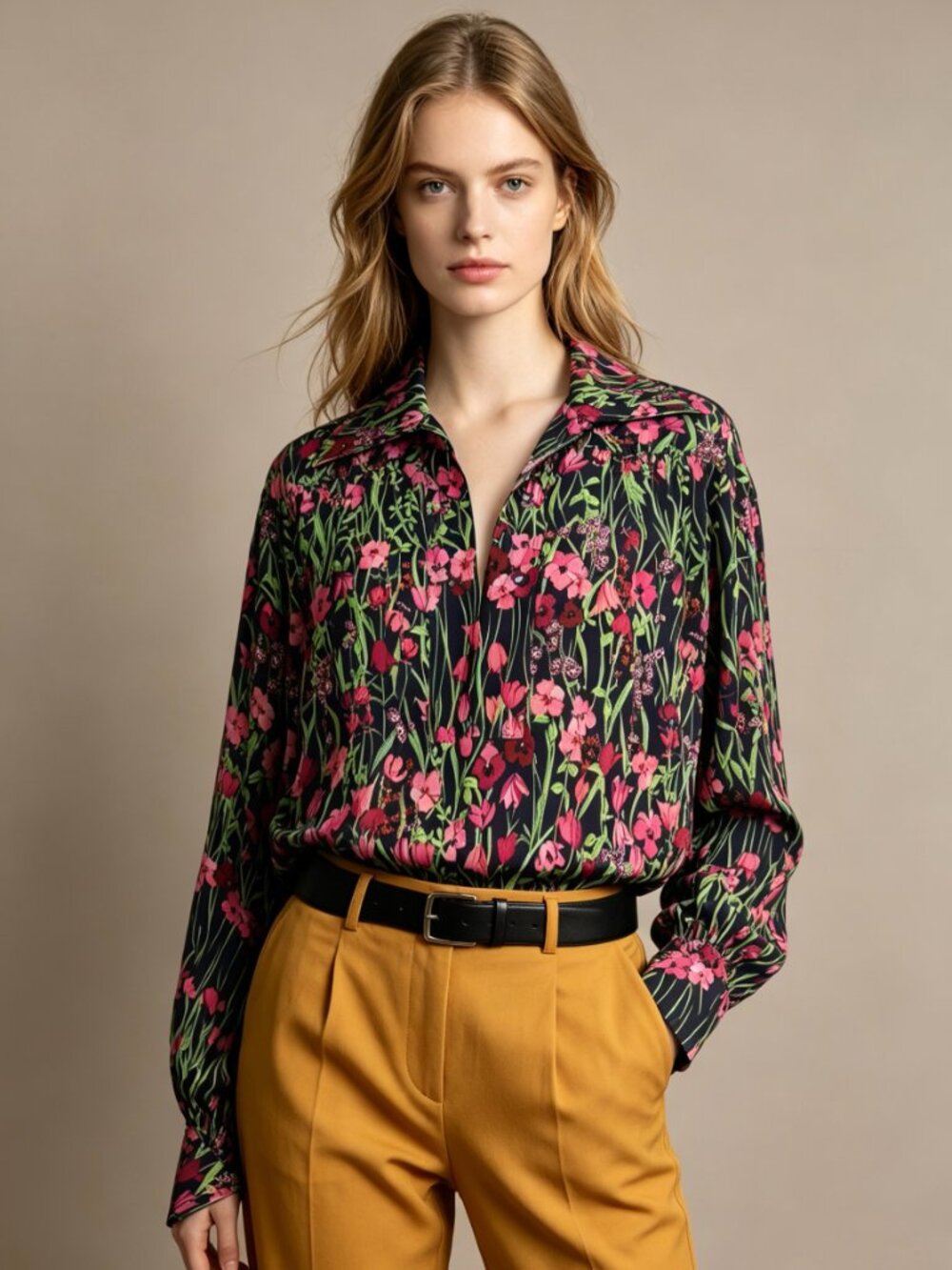 NWOT See By Chloé Women's Floral Blouse Button Front Long Sleeve Top Shirt Sz 38